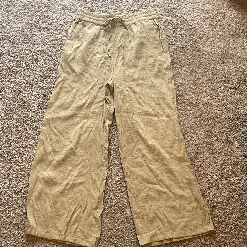 Rachel Zoe khaki wide leg elastic waist pants